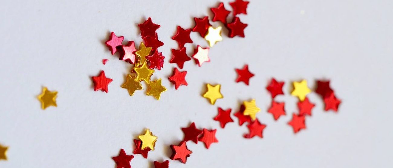 Stars of assorted colors - red and gold